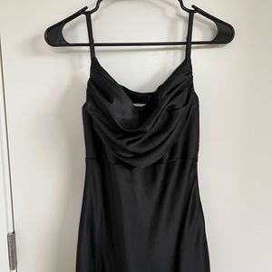 Revelry BLACK skye satin bridesmaid dress- Size petite 0, NO ALTERATIONS
